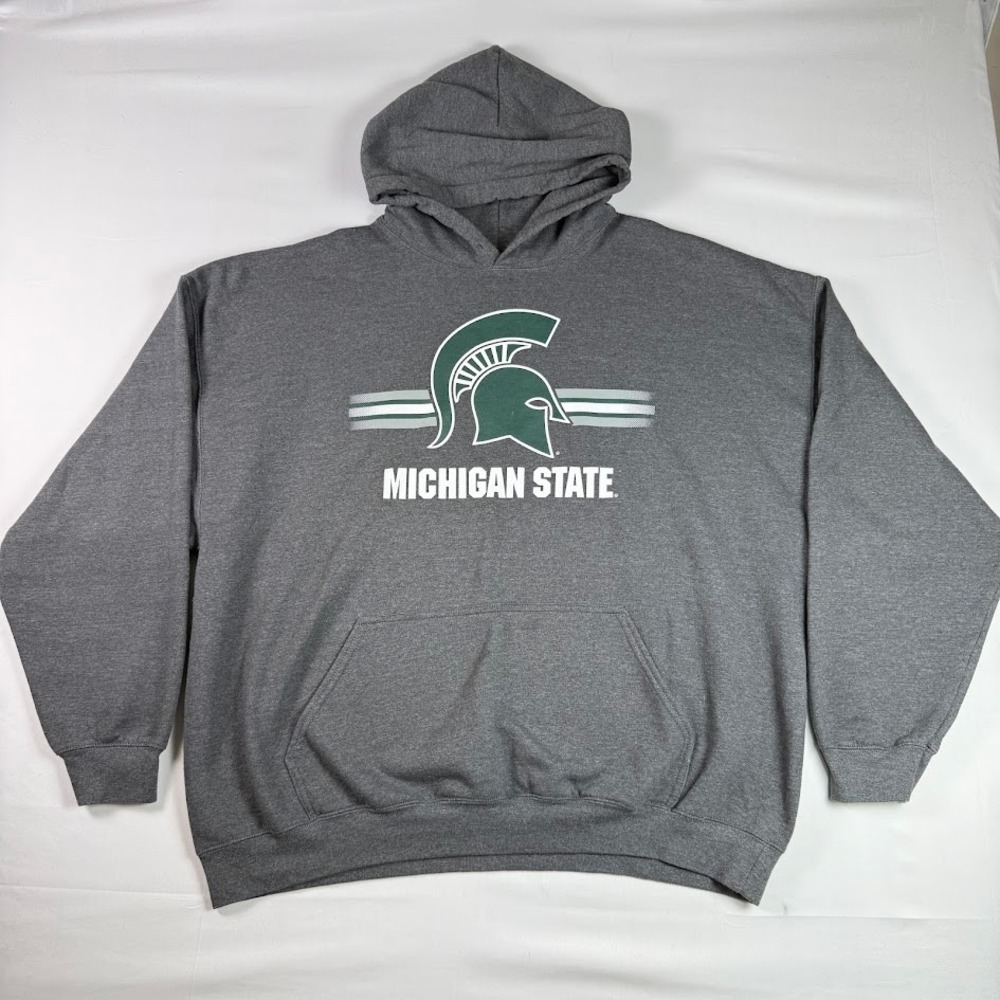 Michigan State Spartans Hoodie Mens 2XL Gray MSU Logo Sweatshirt Captivating